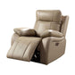 Gape 37 Inch Power Recliner Lumbar Padded USB Port Leather Light Brown By Casagear Home BM310902