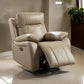 Gape 37 Inch Power Recliner Lumbar Padded USB Port Leather Light Brown By Casagear Home BM310902