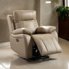 Gape 37 Inch Power Recliner Lumbar Padded USB Port Leather Light Brown By Casagear Home BM310902