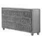 Zoha 59 Inch Wide Dresser Chest 7 Drawer Solid Wood Gray Upholstery By Casagear Home BM310913