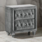 Zoha 26 Inch Nightstand, 2 Drawer, Cabriole Legs, Wood, Gray Upholstery By Casagear Home