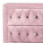 Zoha 49 Inch Tall Dresser Chest 5 Drawer Cabriole Legs Pink Upholstery By Casagear Home BM310915