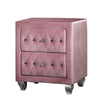 Zoha 26 Inch Nightstand 2 Drawer Cabriole Legs Wood Pink Upholstery By Casagear Home BM310917