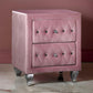 Zoha 26 Inch Nightstand, 2 Drawer, Cabriole Legs, Wood, Pink Upholstery By Casagear Home