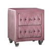 Zoha 26 Inch Nightstand 2 Drawer Cabriole Legs Wood Pink Upholstery By Casagear Home BM310917