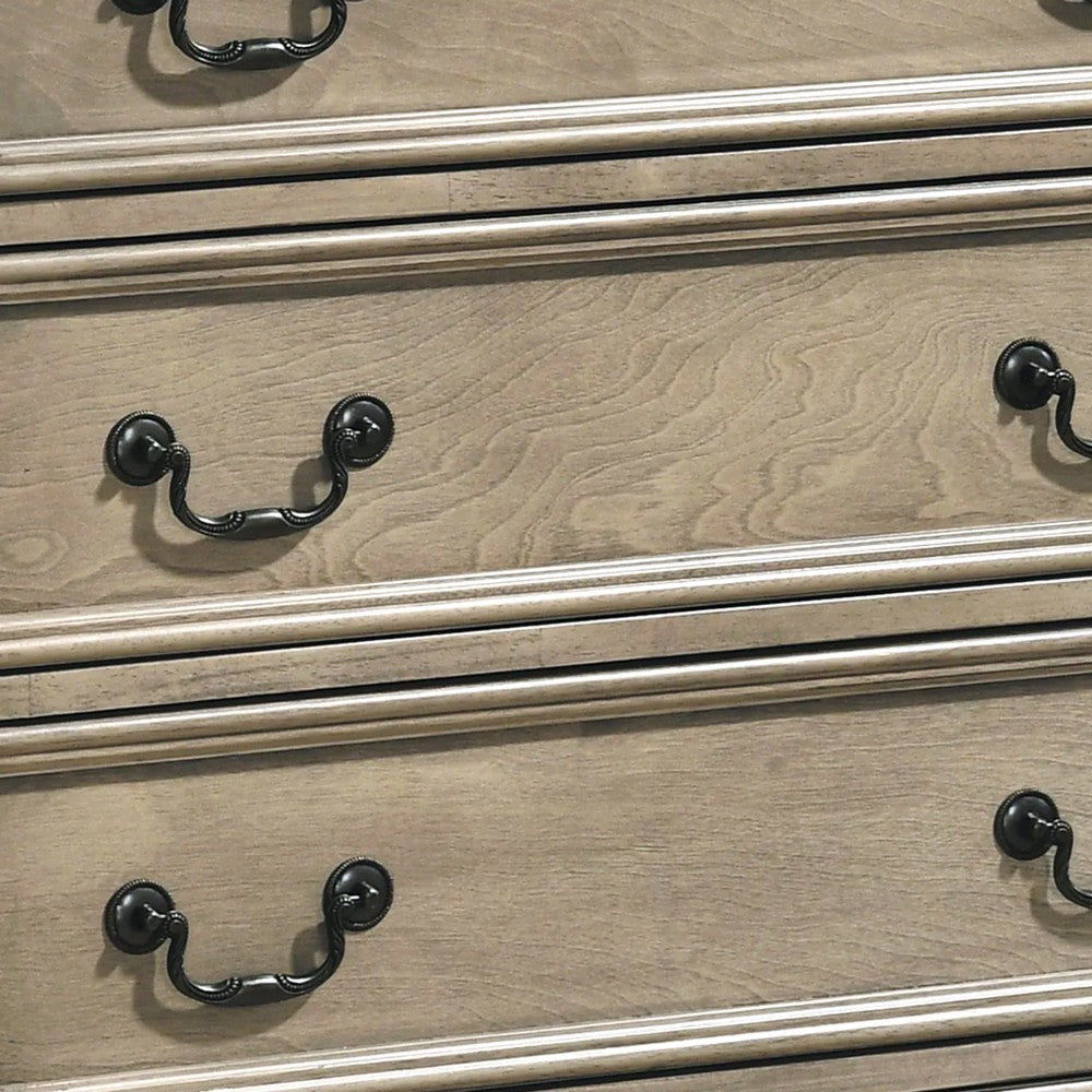 Muzan 49 Inch Tall Dresser Chest 5 Drawer Bronze Handles Antique Gray By Casagear Home BM310919