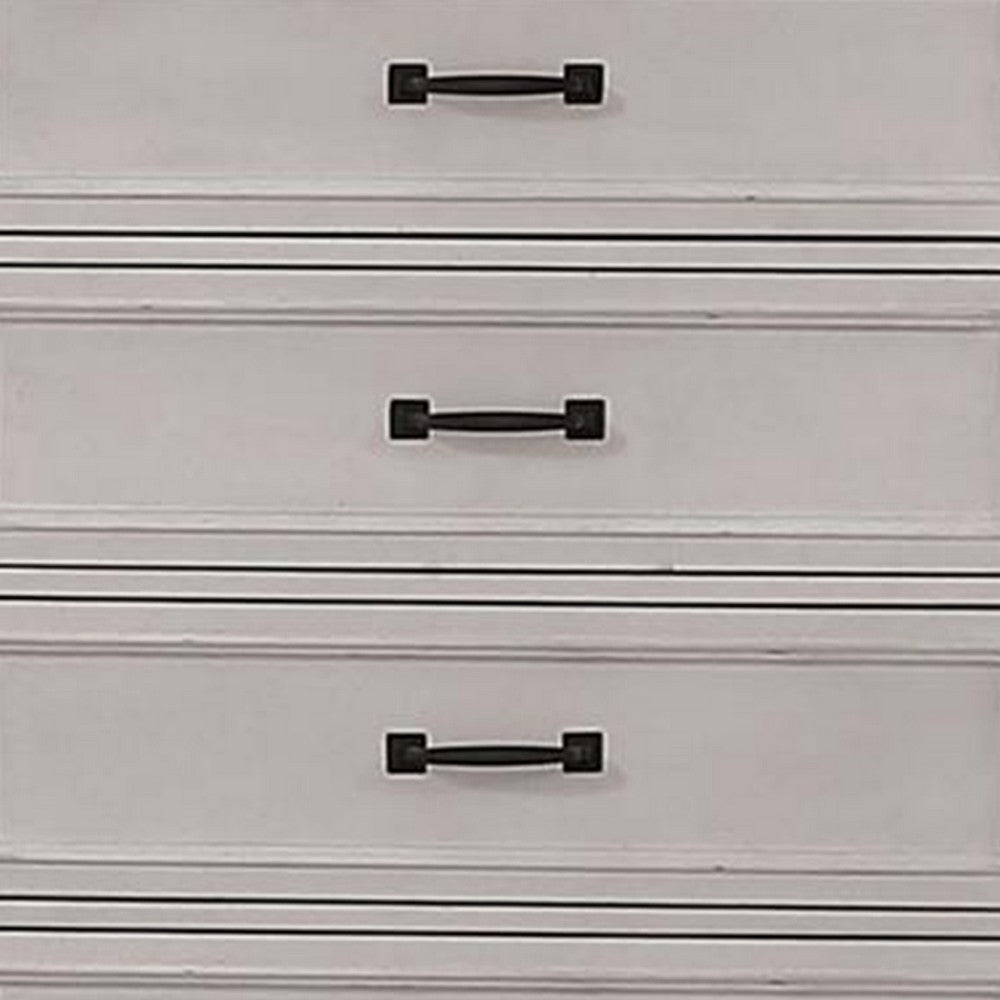 Geo 54 Inch Tall Dresser Chest 5 Drawers Bronze Accents Antique White By Casagear Home BM310920