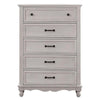 Geo 54 Inch Tall Dresser Chest, 5 Drawers, Bronze Accents, Antique White By Casagear Home