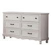 Geo 62 Inch Wide Dresser Chest, 6 Drawers, Solid Wood, Antique White By Casagear Home