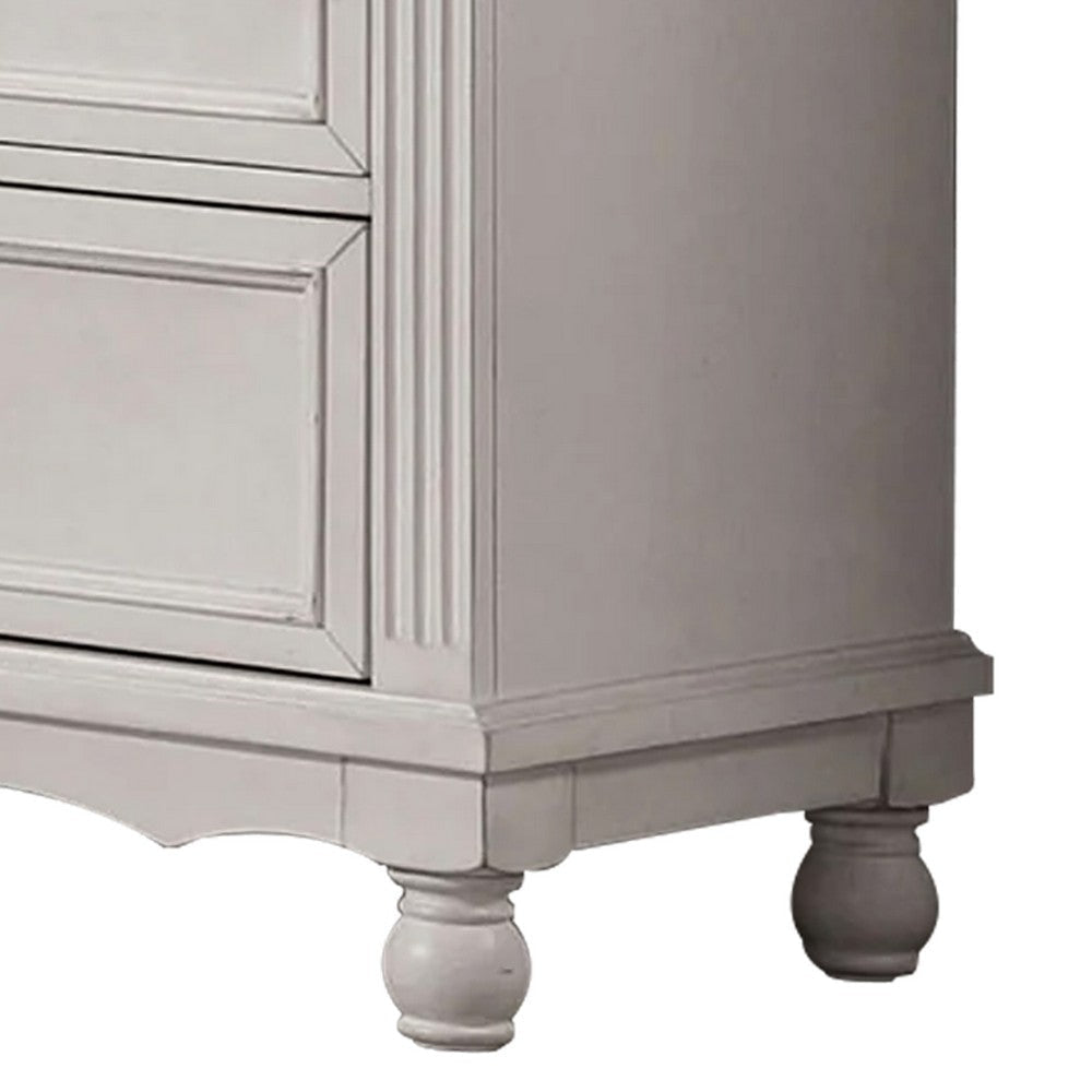 Geo 62 Inch Wide Dresser Chest 6 Drawers Solid Wood Antique White By Casagear Home BM310921