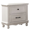 Geo 28 Inch Nightstand 2 Drawers Solid Wood Bronze Antique White By Casagear Home BM310922