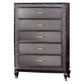 Ony 53 Inch Tall Dresser 5 Drawers Faux Crystal Wood Chrome Gray By Casagear Home BM310923