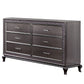 Ony 64 Inch Wide Dresser Chest 6 Drawers Chrome Graphite Gray Solid Wood By Casagear Home BM310924