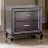 Ony 30 Inch Nightstand, 2 Drawers, Solid Wood, Chrome, Graphite Gray Finish By Casagear Home