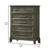 Ston 49 Inch Tall Dresser Chest 5 Drawers Pewter Crown Molding Gray By Casagear Home BM310926