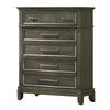 Ston 49 Inch Tall Dresser Chest, 5 Drawers, Pewter, Crown Molding, Gray By Casagear Home