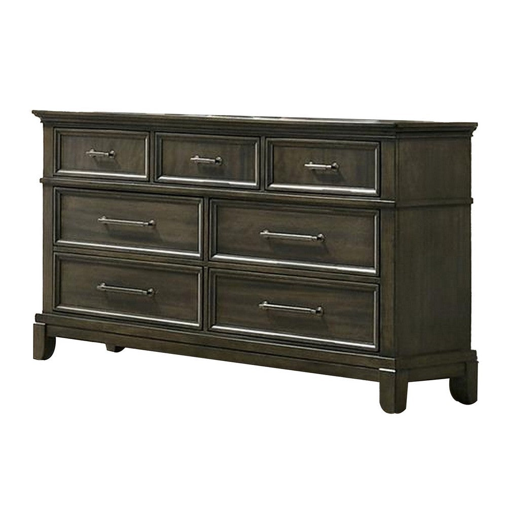 Ston 63 Inch Wide Dresser Chest 7 Drawers Pewter Handles Wood Gray By Casagear Home BM310927