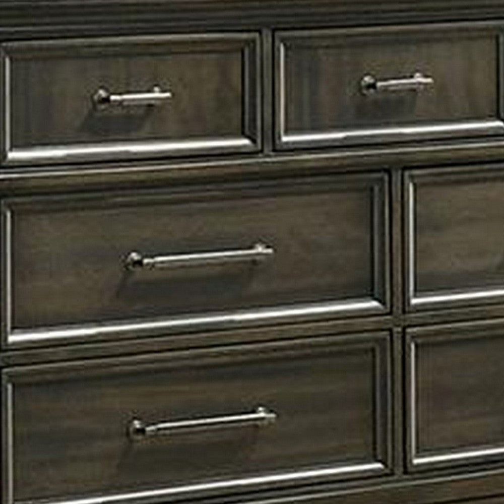 Ston 63 Inch Wide Dresser Chest 7 Drawers Pewter Handles Wood Gray By Casagear Home BM310927