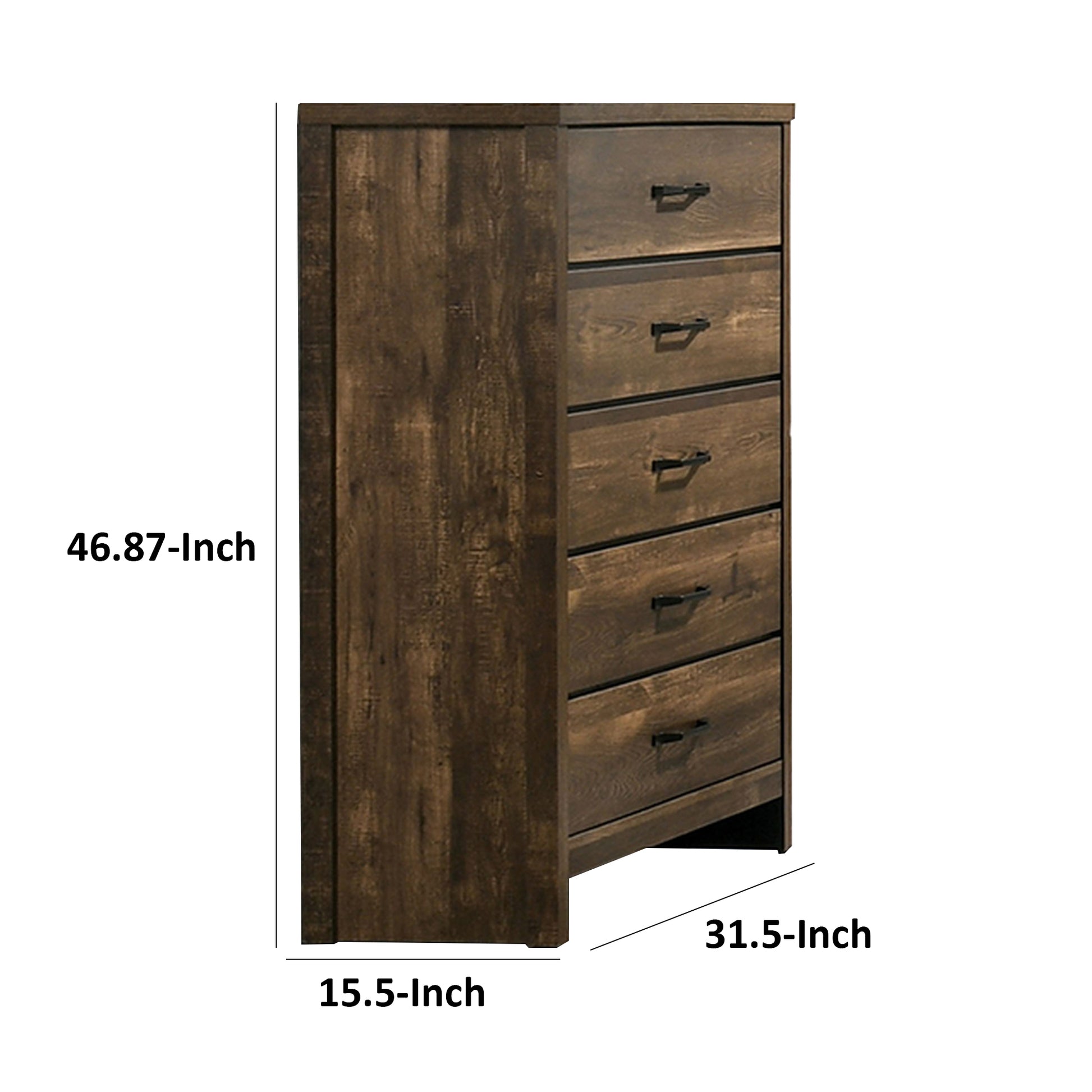 47 Inch Tall Dresser Chest with 5 Drawers Wood Grains Light Brown By Casagear Home BM310930