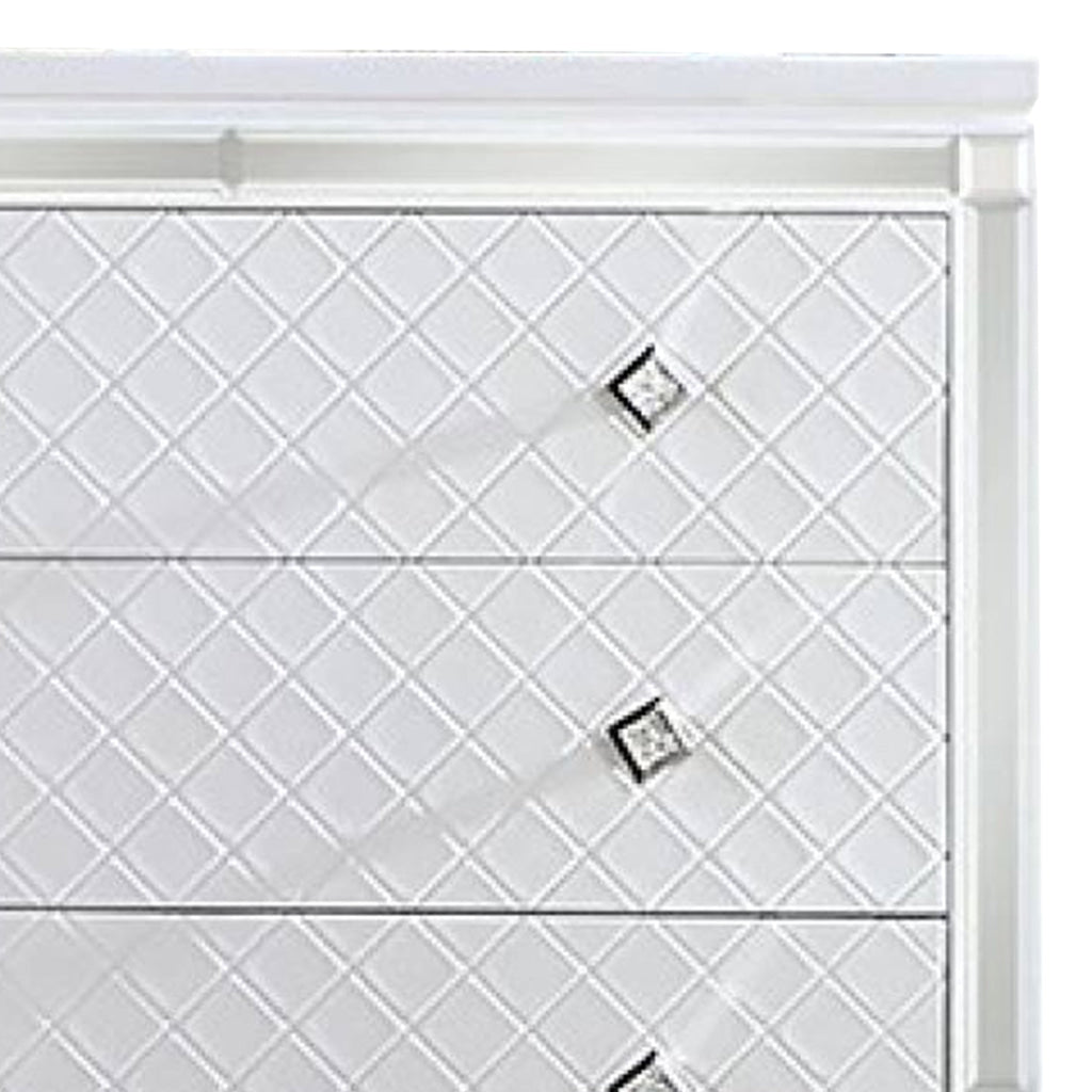 Calan 52 Inch Tall Dresser Chest 5 Drawer Texture Mirror Trim White By Casagear Home BM310937