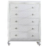 Calan 52 Inch Tall Dresser Chest, 5 Drawer, Texture, Mirror Trim, White By Casagear Home