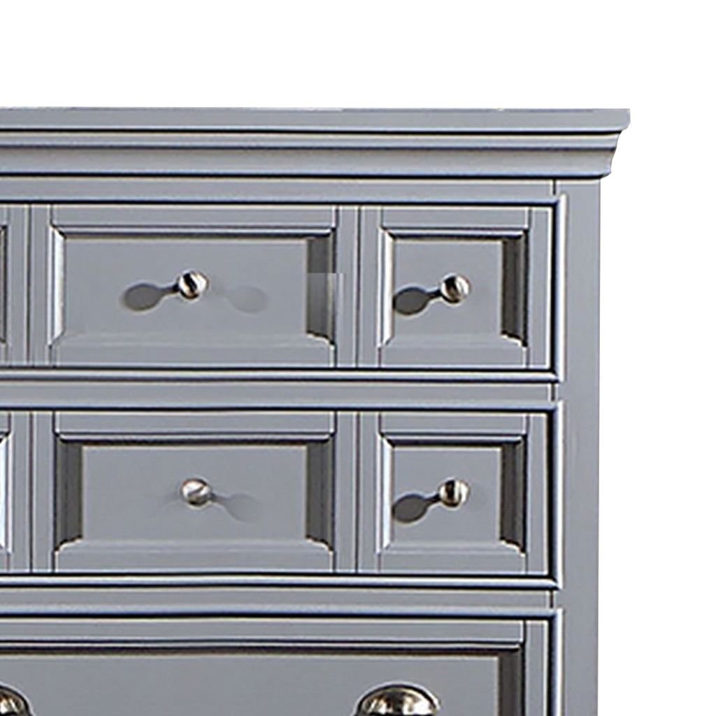 Lile 50 Inch Tall Dresser Chest 6 Drawer Crown Molding Solid Wood Gray By Casagear Home BM310940