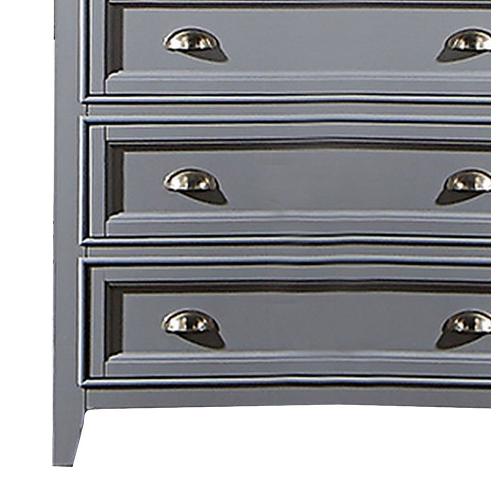 Lile 50 Inch Tall Dresser Chest 6 Drawer Crown Molding Solid Wood Gray By Casagear Home BM310940