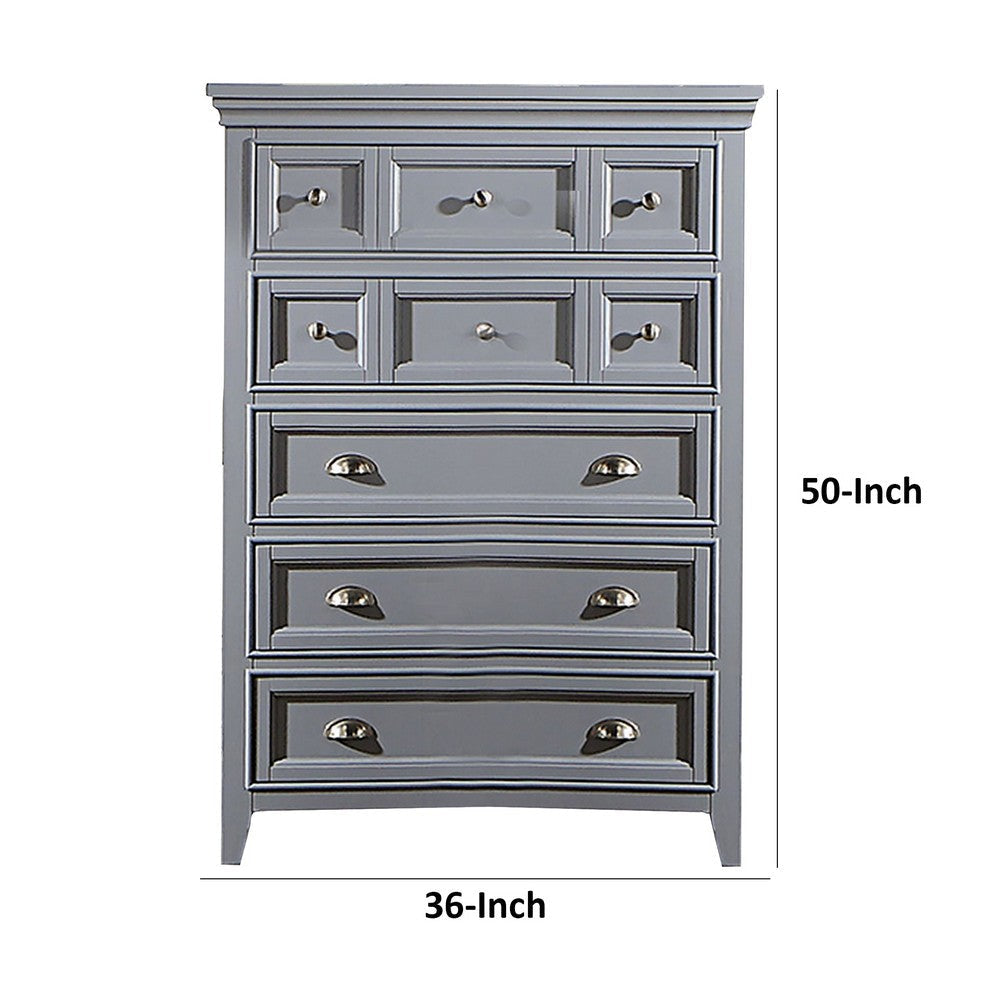 Lile 50 Inch Tall Dresser Chest 6 Drawer Crown Molding Solid Wood Gray By Casagear Home BM310940