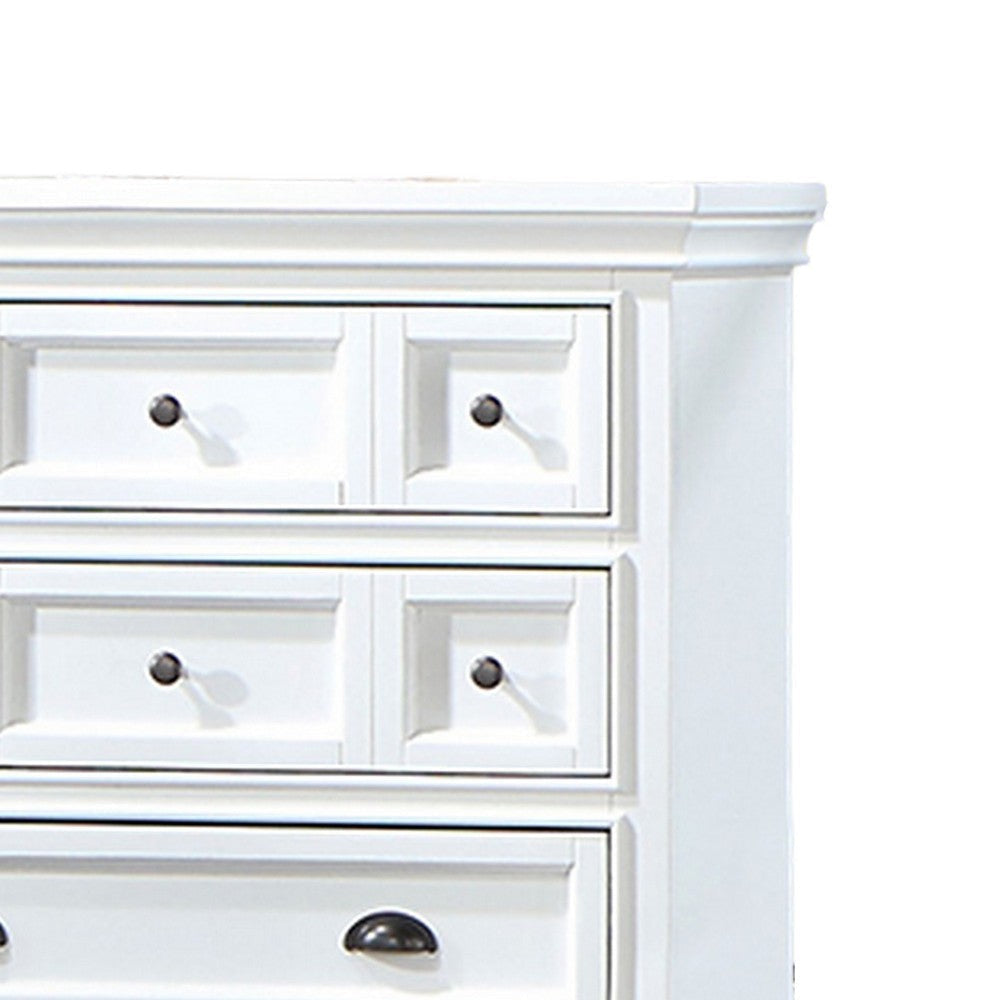 Lile 50 Inch Tall Dresser Chest 6 Drawer Crown Molding Solid Wood White By Casagear Home BM310941