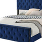 Agapi California King Bed Button Tufted Nailhead Trim Navy Upholstery By Casagear Home BM310943