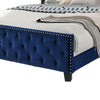 Agapi California King Bed Button Tufted Nailhead Trim Navy Upholstery By Casagear Home BM310943