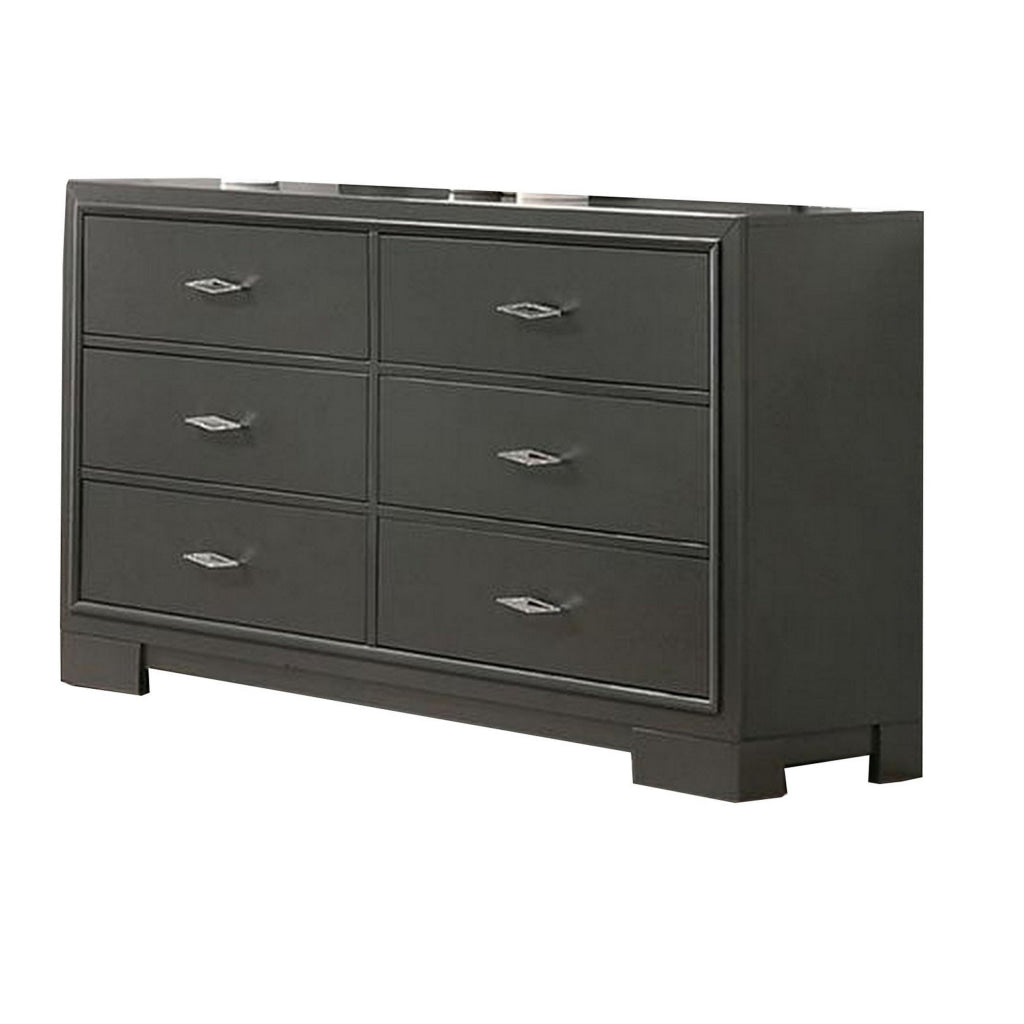 Aliso 58 Inch Wide Dresser Chest 6 Drawers Bracket Feet Dark Gray By Casagear Home BM310945