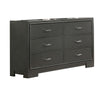 Aliso 58 Inch Wide Dresser Chest, 6 Drawers, Bracket Feet, Dark Gray  By Casagear Home