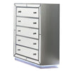 Donna 50 Inch Tall Dresser Chest, 5 Drawers, LED, Silver and Mirror Finish By Casagear Home