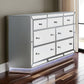 Donna 64 Inch Wide Dresser Chest LED Lights Silver and Mirror Finish By Casagear Home BM310948