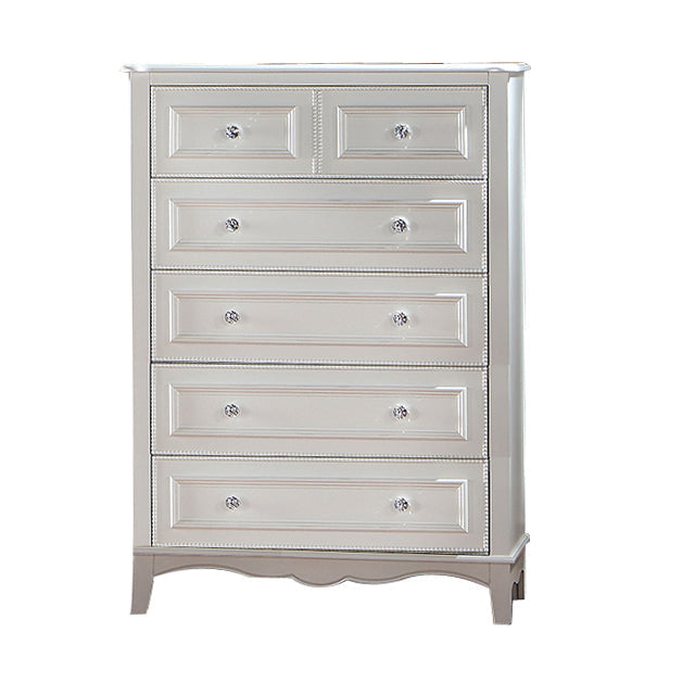 Cade 50 Inch Tall Dresser Chest 6 Drawers Crystal Knobs Wood White By Casagear Home BM310963