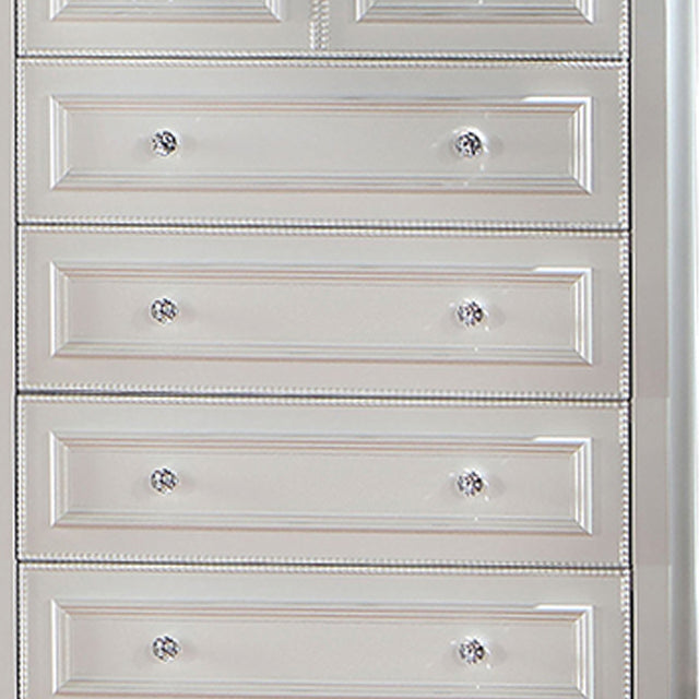 Cade 50 Inch Tall Dresser Chest 6 Drawers Crystal Knobs Wood White By Casagear Home BM310963