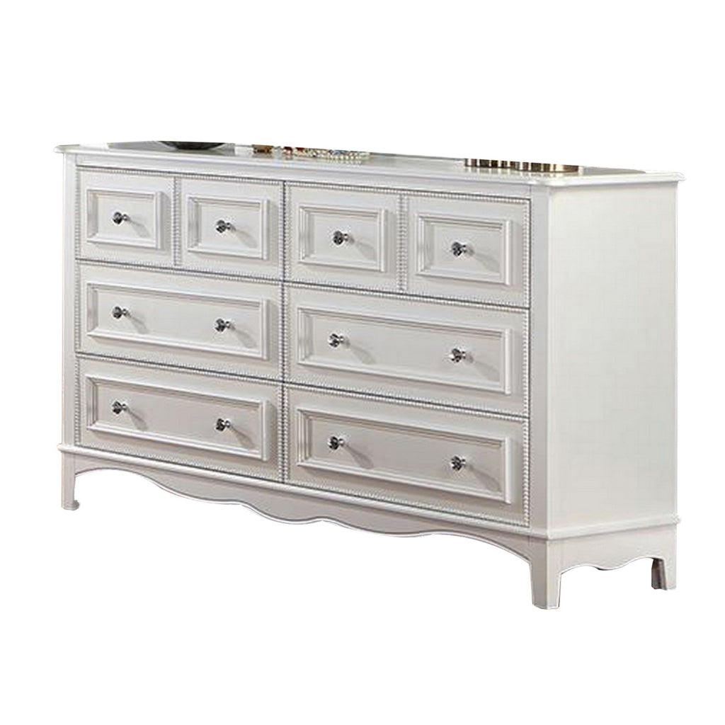 Cade 59 Inch Wide Dresser Chest 8 Drawers Crown Mold Solid Wood White By Casagear Home BM310964