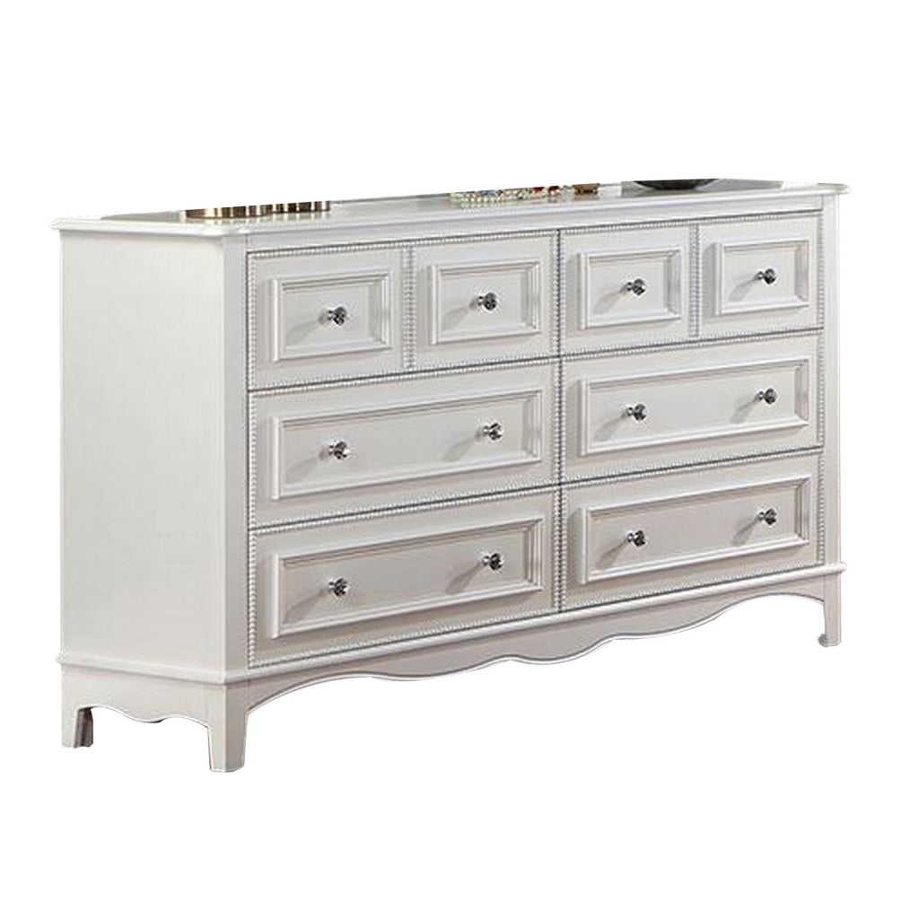 Cade 59 Inch Wide Dresser Chest 8 Drawers Crown Mold Solid Wood White By Casagear Home BM310964