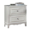 Cade 27 Inch Nightstand, 2 Drawers, Crown Mold, Crystal Knob, Wood, White By Casagear Home