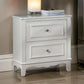 Cade 27 Inch Nightstand 2 Drawers Crown Mold Crystal Knob Wood White By Casagear Home BM310965