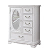 Aleci 48 Inch Armoire Cabinet 5 Drawers Front Mirror Wood Carved White By Casagear Home BM310966