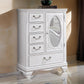 Aleci 48 Inch Armoire Cabinet 5 Drawers Front Mirror Wood Carved White By Casagear Home BM310966