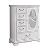 Aleci 48 Inch Armoire Cabinet, 5 Drawers, Front Mirror, Wood Carved, White By Casagear Home