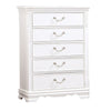 Aleci 48 Inch Tall Dresser Chest, 5 Drawers, Wood Carved, Nickel, White By Casagear Home