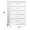 Aleci 48 Inch Tall Dresser Chest 5 Drawers Wood Carved Nickel White By Casagear Home BM310967