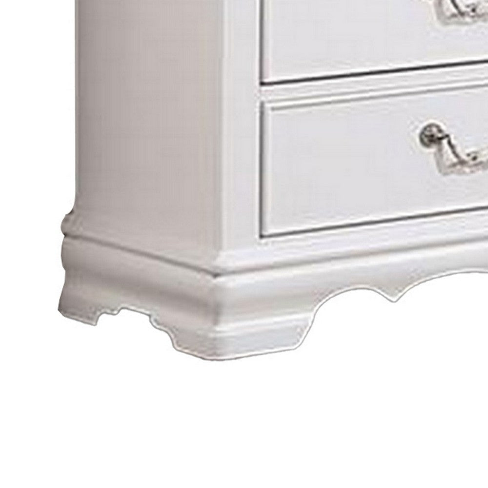 Aleci 54 Inch Wide Dresser Chest 6 Drawers Carved Detail Wood White By Casagear Home BM310968