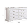 Aleci 54 Inch Wide Dresser Chest 6 Drawers Carved Detail Wood White By Casagear Home BM310968