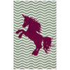 Liya 5 x 8 Medium Area Rug, Kids Design Unicorn, Wave Pattern, Green, Brown By Casagear Home