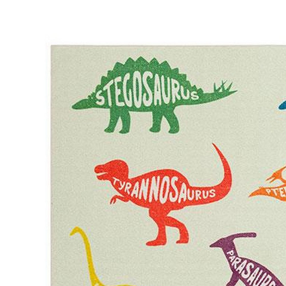 Liya 5 x 8 Medium Area Rug Kids Design Playful Dinosaurs Nylon Multicolor By Casagear Home BM310983